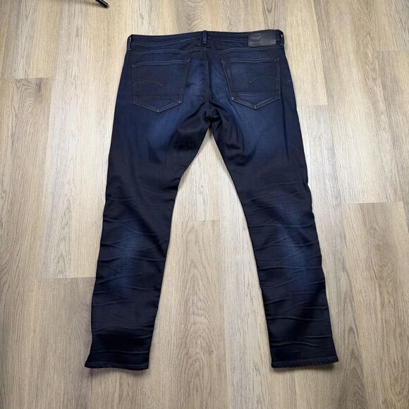 G-Star RAW 3301 Slim Jeans Mens 40x32 Blue Dark Wash Denim Straight Leg Pants - Picture 6 of 11